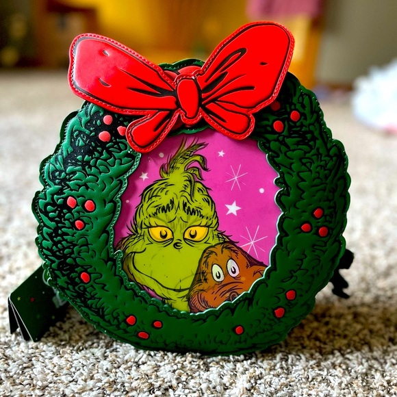 loungefly Handbags - Universal Studios Parks Grinch and Max Lenticular Wreath Loungefly Crossbody Bag